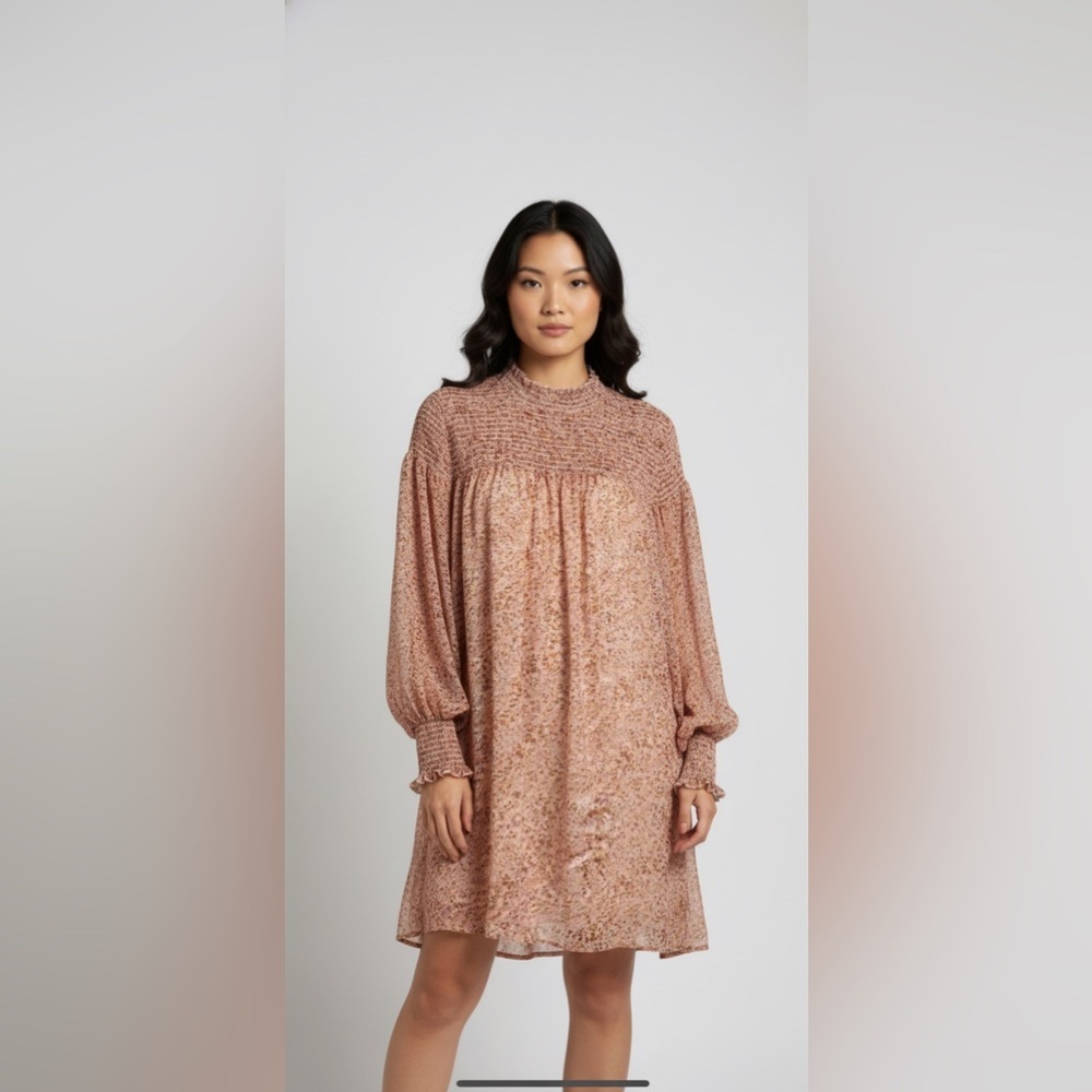 Multicolor Textured Long Sleeve Dress